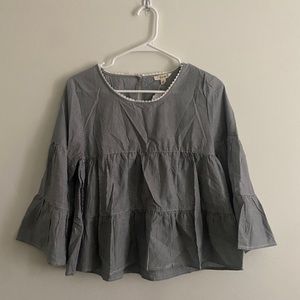 cutest gray and white striped blouse